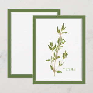 CARTE PLAT FRAÎCHE THYME 4.25x5.5 / Vert