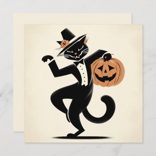 Carte Plat Halloween Witchween noir et Citrouille (Devant / Derrière)