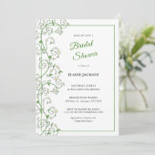 Carte Plat Invitation Vine à fleurs blanches (Debout devant)