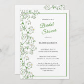 Carte Plat Invitation Vine à fleurs blanches (Devant / Derrière)