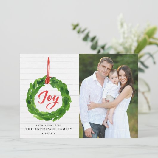 Carte Plat Joyful Wreath Peinte à la main (Debout devant)