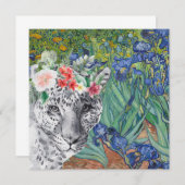 Carte Plat Léopard Fancy et Irises de Van Gogh (Devant / Derrière)