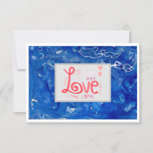 Carte Plat Love Merci 3,5 pouces x 5 pouces - Bleu