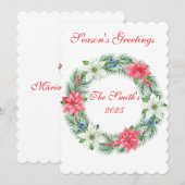 Carte Plat Luxe Pendentiste Poinsettia Noël Ca (Devant / Derrière)