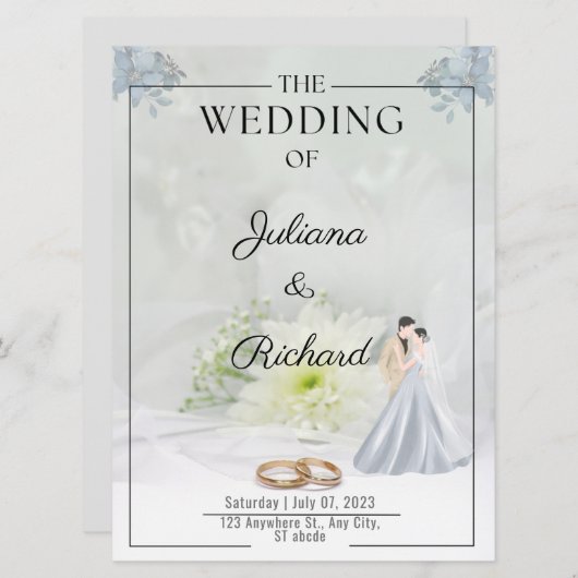 Carte Plat mariage Couple (Devant / Derrière)