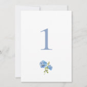 Carte Plat Mariage Dusty Blue Hydrangea Table (Devant)