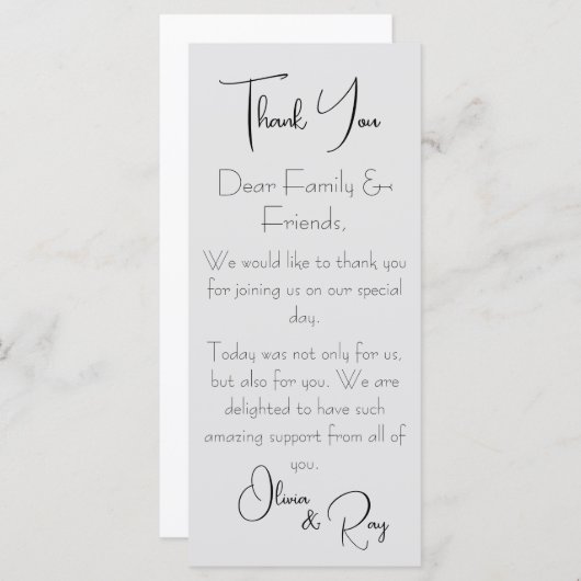 Carte plat Mariage Merci (Devant / Derrière)