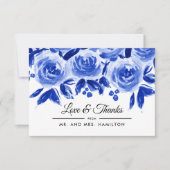 Carte Plat Mariage Merci d'aquarelle bleu (Devant)
