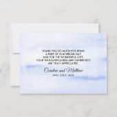 Carte Plat Mariage Merci d'aquarelle bleu (Dos)