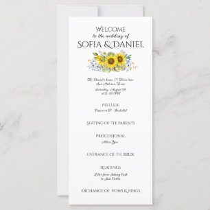 Carte Plat mariage rustique couleur Tournesol