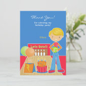 Carte plat Merci Bowling Party (Debout devant)