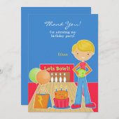 Carte plat Merci Bowling Party (Devant / Derrière)