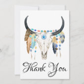 Carte Plat Merci crâne Boho (Devant)