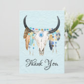 Carte Plat Merci Crâne Vache Décorée (Debout devant)