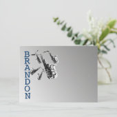 Carte plat Merci de musique saxophone (Debout devant)