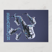 Carte plat Merci de musique saxophone