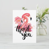 Carte plat Merci Flamants roses aquarelle (Debout devant)