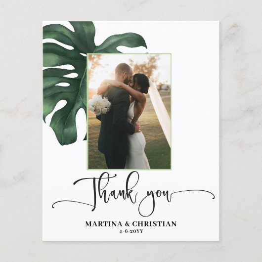 Carte Plat Merci Mariage Monstera Budget (Devant)