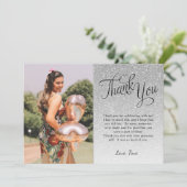 Carte plat Merci photo Parties scintillant argent (Debout devant)
