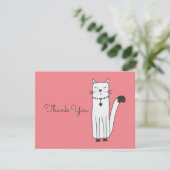 Carte Plat Merci Whimsical White Cat Doodle (Debout devant)
