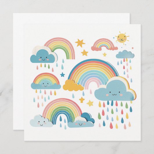 Carte plat moderne Boho Rainbow Collection (Devant / Derrière)