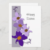 Carte Plat Pâques Florale Violet (Devant / Derrière)