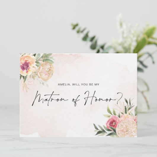 Carte plat Peony and Gold Bloom Matron of Honor (Debout devant)