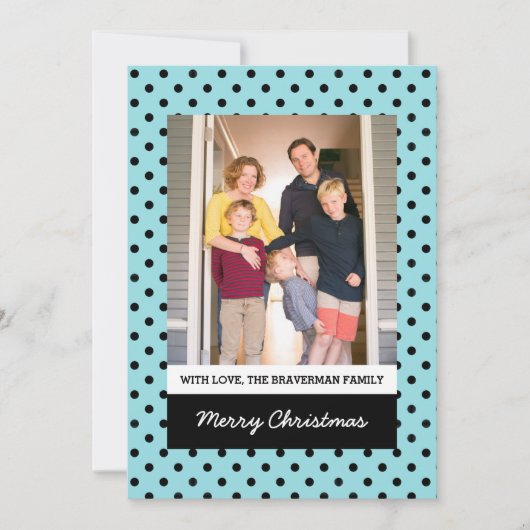 Carte Plat Photo Aqua Sweet Polka Dot (Devant)