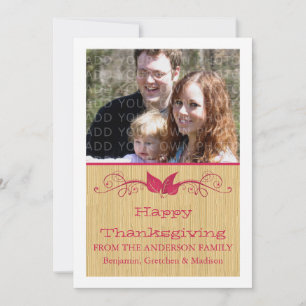 Carte Plat Photo Pink Russe Feuilles Thanksgiving