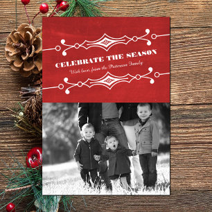 Carte Plat photo Red Slanted Chalkboard Holiday