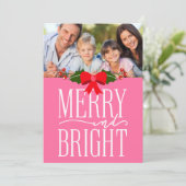 Carte Plat photo rose brillante et joyeuse (Debout devant)