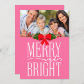 Carte Plat photo rose brillante et joyeuse (Devant / Derrière)