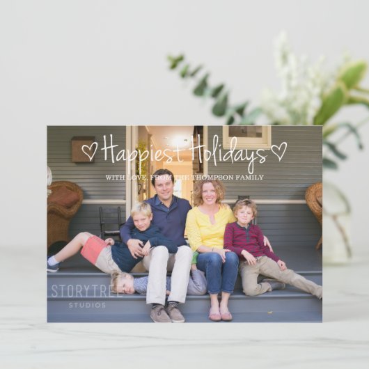 Carte Plat Photo White Happest Holidays (Debout devant)