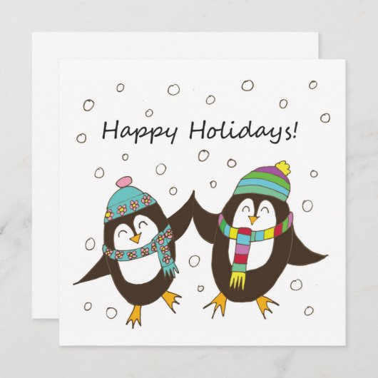 Carte Plat Pingouins Joyeux (Devant / Derrière)