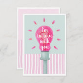 Carte Plat Pink Lightbulbe Heart (Devant / Derrière)