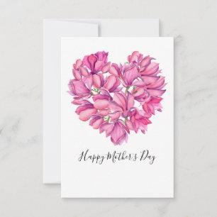 Carte Plat Pink Magnolia Heart Mother's Day