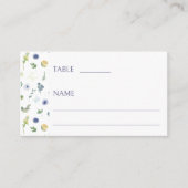 Carte Plat Place mariage jaune bleu floral (Devant)