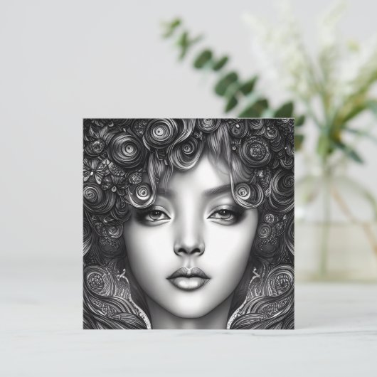 Carte Plat Portrait Art numérique Divine Black Gir (Debout devant)