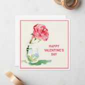 Carte plat rose Valentine 5,25x5,25 Carré (Devant/Arrière en situation)