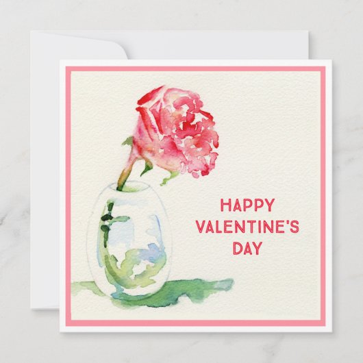 Carte plat rose Valentine 5,25x5,25 Carré (Devant)