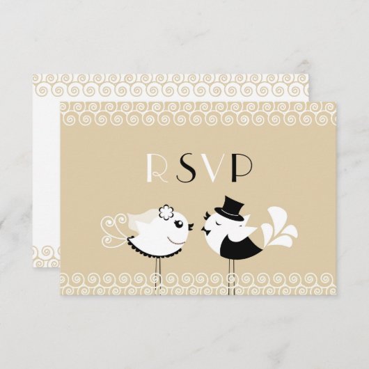 Carte plat RSVP Mariage Birds (Devant / Derrière)