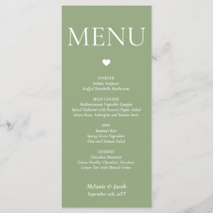 Carte Plat Sage Green Minimalist Mariage Menu