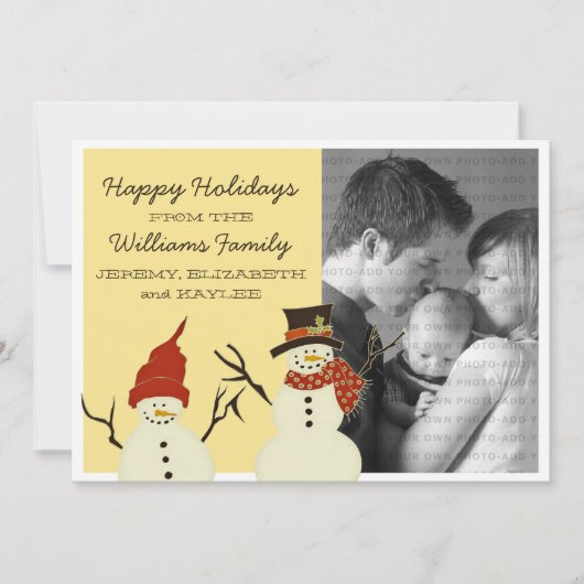 Carte Plat Snowman Duo, Jaune (Devant)