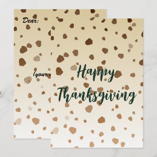 Carte plat Thanksgiving Acorns (Devant / Derrière)