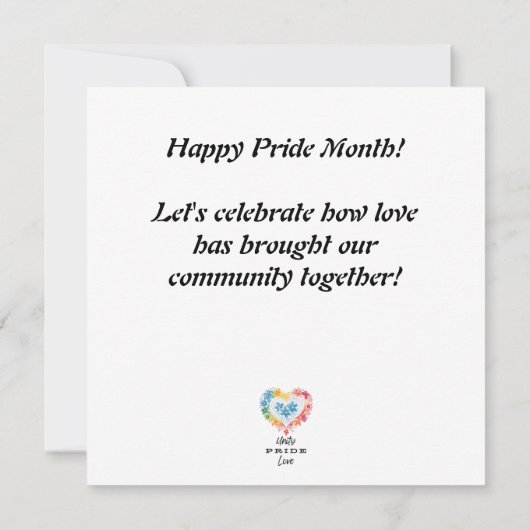 Carte plat Unity Pride Love (Dos)