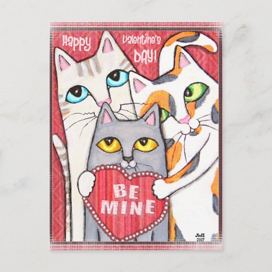 Carte Plat Valentine Drôle & Mignonne Chat (Devant)