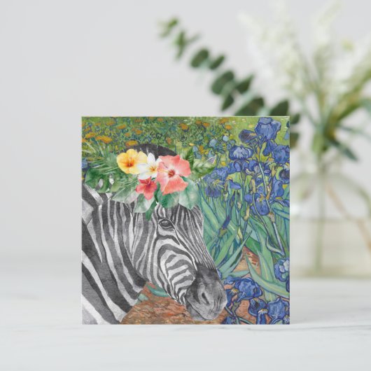 Carte plat Van Gogh's Irises and Fancy Zebra (Debout devant)
