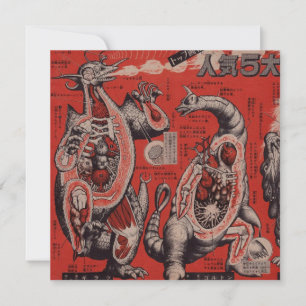 Carte plat vintage japonaise Cutaway Monster