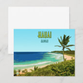 Carte Plat Vintage Kauai Hawaii Coast Beach (Devant / Derrière)
