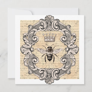 Carte Plat vintage Queen Bee encadrée sur feuille 